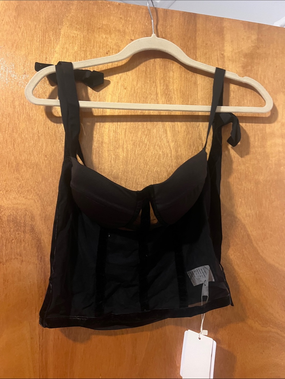 Commense Black Bustier Tank with Tie Straps